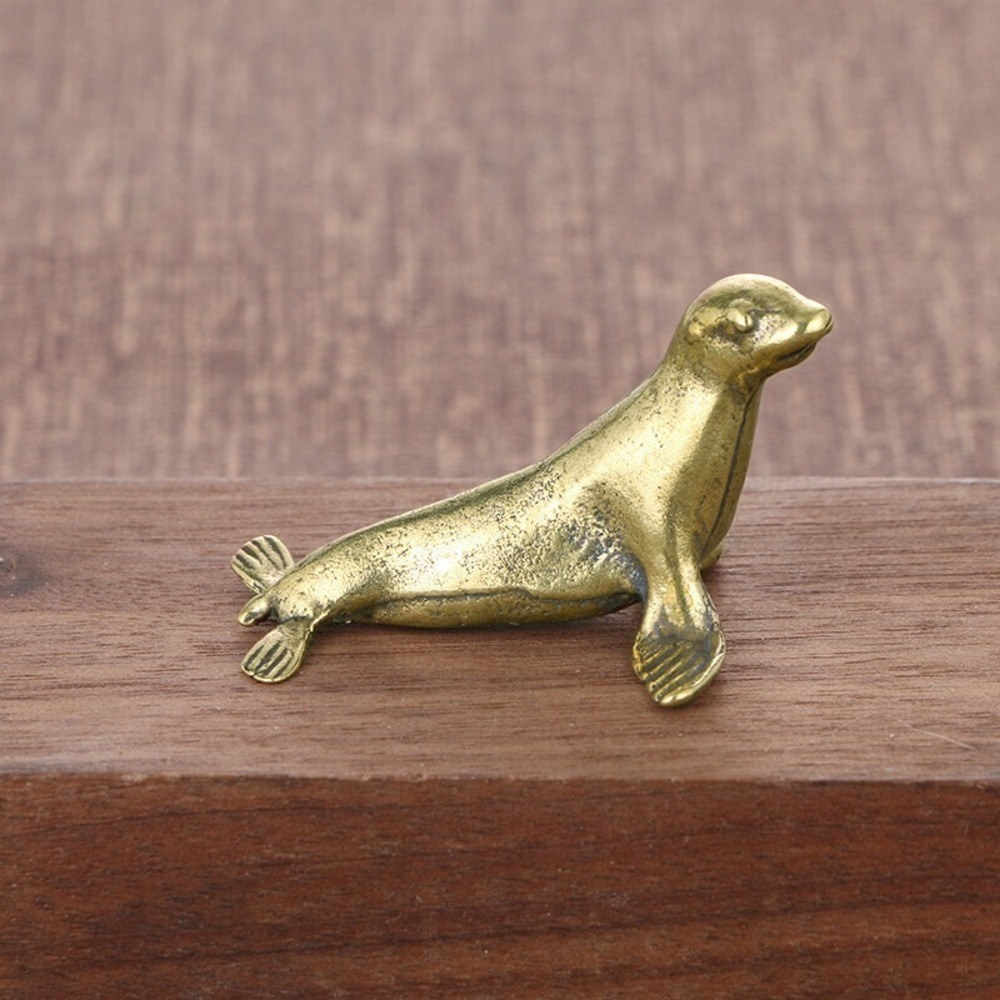 Brass Seal Figurine Small Home Ornament Figurines Collectibles‎ Gift New